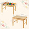 COSTWAY 2-in-1 kindertafel - omkeerbaar tafelblad - speeltafel van grenenhout met opbergruimte - natuur