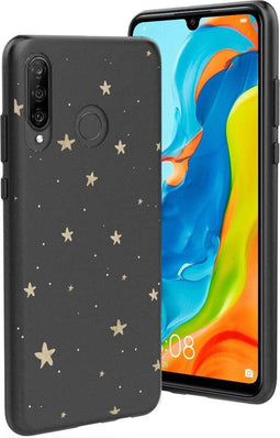 iMoshion Hoesje Geschikt voor Huawei P30 Lite Hoesje Siliconen - iMoshion Design hoesje - Zwart / Meerkleurig / Goud / Stars Gold