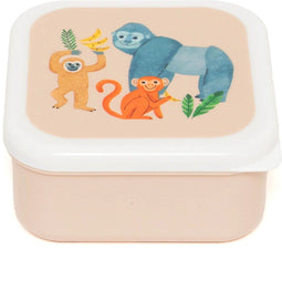 Petit Monkey Snackdozen + Drinkfles Upside Down Animals/Glitter Back to School set - Blauw