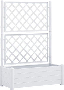vidaXL - Plantenbak - met - latwerk - 100x43x142 - cm - PP - wit