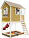 AXI Sarah Speelhuis in Bruin/Wit - Met Verdieping, Zandbak en Rode Glijbaan - Speelhuisje voor de tuin / buiten - FSC hout - Speeltoestel voor kinderen
