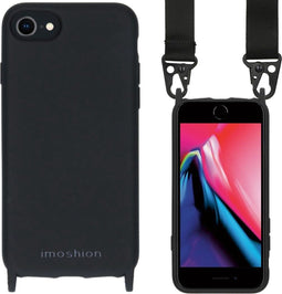 iMoshion Hoesje Geschikt voor iPhone SE (2022) / SE (2020) / 8 / 7 Hoesje Met Koord - iMoshion Color Backcover met koord - Nylon Strap - Zwart