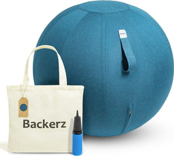 Backerz Zitbal Linnen 65 CM - Zitbal - Ergonomische Bureaustoel Bal - Groenblauw