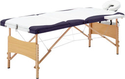 vidaXL - Massagetafel - inklapbaar - 3 - zones - hout - wit - en - paars