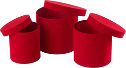 J-Line doos Rond - fluweel/papier - rood - 3 stuks