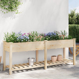 vidaXL - Tuinplanter - met - Rasters - 203x53x76 - cm - Massief - Grenenhout