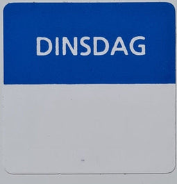 Etiket dinsdag wit/blauw 25x25mm 500 stu