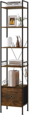 Woltu Boekenkast - 5 Planken 1 Lade - Metaal/Rustiek Bruin en Zwart - 40 x 30 x 187 cm