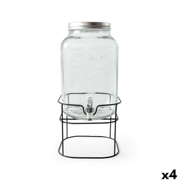 Drankdispenser La Mediterránea Rustik Metaal Glas 8 L 22 x 22 x 37 cm (4 Stuks)
