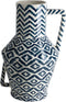 Return to Sender | Vaas 15 cm small Waves print blauw/witte handgeschilderd met handvat - bloemenvaas