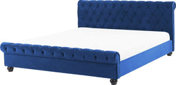 Beliani AVALLON - Waterbed - Blauw - Fluweel