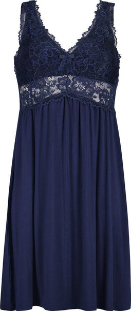 Hunkemöller Nora Lace - Dames Nachtmode Slipdress - Maat 2XL - Blauw