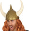 Atosa Carnaval verkleed Viking helm - brons/wit - met hoorns - plastic - heren - krijgers en ridders