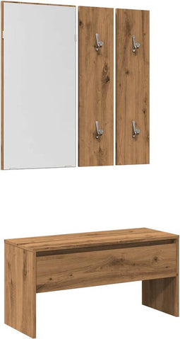 vidaXL - Halmeubelset - bewerkt - hout - artisanaal - eikenkleur