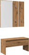 vidaXL - Halmeubelset - bewerkt - hout - artisanaal - eikenkleur