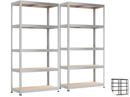 Metalkas Metalen Rek - Staal - Zwart - 40x90x180 cm - Draagvermogen 175 kg - 2 Stuks