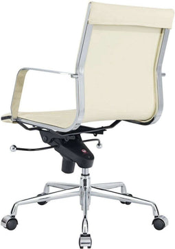 Feel Home - Lage design bureaustoel - Echt leer - Creme