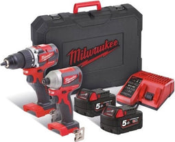 MILWAUKEE M18 CBLPP2A-502C POWER PACK 18V | M18 CBLPD ACCU KLOPBOOR + M18 CBLID ACCU SLAGSCHROEVENDRAAIER - 4933478545