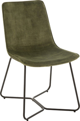 J-Line stoel Catia - metaal/textiel - groen - 2 stuks