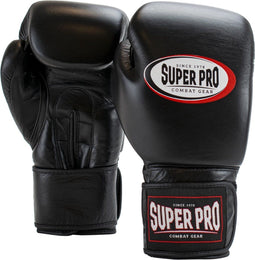 Super Pro Combat Gear - Thai-Pro Bokshandschoenen - Lederen 14oz - Zwart