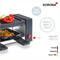 Korona 45080 | Mini - Gourmetstel | Mini Raclette met 2 Pannetjes & Spatels | Met Antiaanbak-Grillplaten | 400 Watt | Afmetingen grill oppervlak: 21x8.5 cm