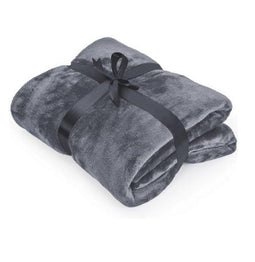 Microvezel-Bedsprei-Sofadeken-Dekbedovertrek-Campingdeken-Woondeken-Reisdeken 240x220cm - donkergrijs