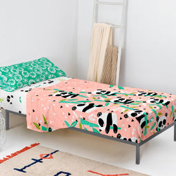 Happy Friday Sheet set 2 pieces Panda garden pink 180x270 cm (Single) Pink