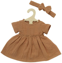 Poppenjurk Bruin met Ruches, 28-35 cm