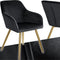 tectake® Eetkamerstoel Marilyn - Ergonomische Fluweelstoel - Gouden Poten - Zwart