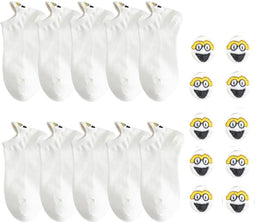 Smiling Socks® Dames Sokken - Leuke sokken - 10 Paar witte sokken - Vrouw/Man - Maat 35-43 - Huissokken - Katoen - Cadeau voor haar