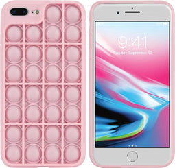 iMoshion Hoesje Geschikt voor iPhone 8 Plus / 7 Plus Hoesje Siliconen - iMoshion Pop It Fidget Toy - Pop It hoesje - Roze