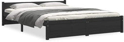 vidaXL Bedframe - massief grenenhout - zwart - 135x190 cm