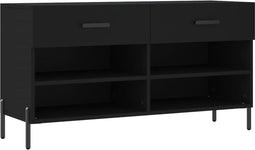 vidaXL - Schoenenbank - 102x35x55 - cm - bewerkt - hout - zwart
