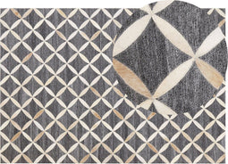 GENC - Patchwork vloerkleed - Grijs - 160 x 230 cm - Leer