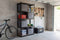 Feel Furniture - Opslagrek 5 lagen - Schroefloos met 4 Grijze Boxen - Zwart