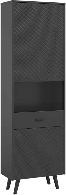Furnilux Linea - Vitrinekast - Deels open deels dichte kast - Grijs mat (8721434807202) - 37x58x195cm