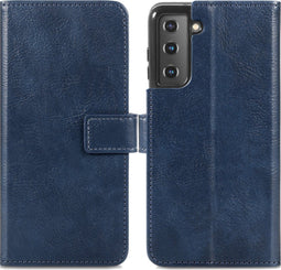iMoshion Hoesje Geschikt voor Samsung Galaxy S21 Hoesje Met Pasjeshouder - iMoshion Luxe Bookcase - Donkerblauw