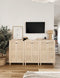 Astigarraga Sense - Wandkast - 2 deuren - Massief grenen - Rotan deuren - H:115,5cm x B:70,8cm x D:33cm