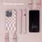 Selencia Hoesje Geschikt voor iPhone 15 Pro Hoesje Met Koord - Selencia Siliconen design hoesje met afneembaar koord - Roze / Irregular Check Sand Pink