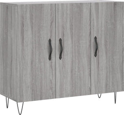 vidaXL - Dressoir - 90x34x80 - cm - bewerkt - hout - grijs - sonoma - eikenkleurig