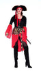 dressforfun - Vrouwenkostuum piratenkoningin XL - Jurk met veter en hoed - zwart / rood