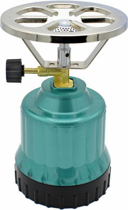 Camping - kookpit/kookstel - met gasbrander - metallic groen - 18.5 x 12 x 12 cm
