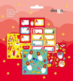 Sint - Sticker vellen LB-10513 - 2 naamstickers en 3 decoratiestickers (5-pack)