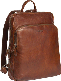 Justified Everest leren laptop rugzak cognac