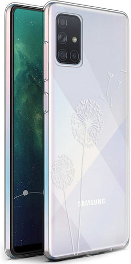 iMoshion Hoesje Geschikt voor Samsung Galaxy A71 Hoesje Siliconen - iMoshion Design hoesje - Wit / Transparant / Dandelion