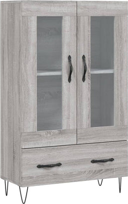 vidaXL - Hoge - kast - 69,5x31x115 - cm - bewerkt - hout - grijs - sonoma - eikenkleurig