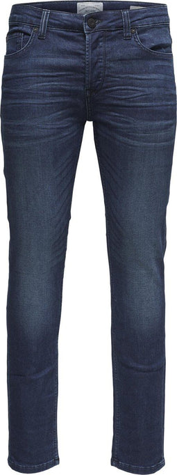 ONLY & SONS ONSLOOM JOG LIFE - Slim Fit 5-Pocket Jeans - Maat 32 X 32 - Donkerblauw