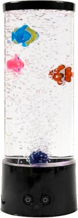 i-Total Bubbel Lamp - Mini Aquarium - Met 3 Nepvissen - LED Verlichting - Zwart - 30cm