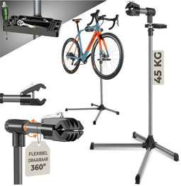tectake® Fiets Montagestandaard - Fietslift - Traploos Verstelbaar (102 - 150 cm) - 360° draaibaar