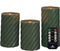 Anna Collection LED kaarsen/stompkaarsen set - 3x st - jade groen - swirl - afstandsbediening